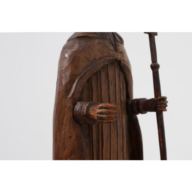 18th Century Carved Wooden Sint-Cornelius Figure with Papal Tiara and Triple Cross Staff, 1800s For Sale - Image 6 of 18
