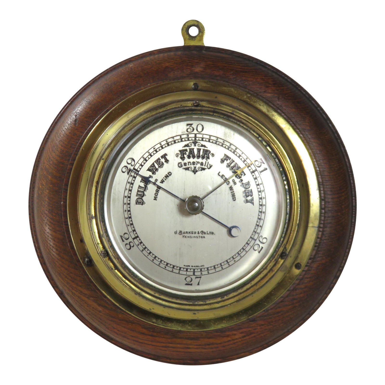 Antique Oak and Brass Wall Barometer Chairish