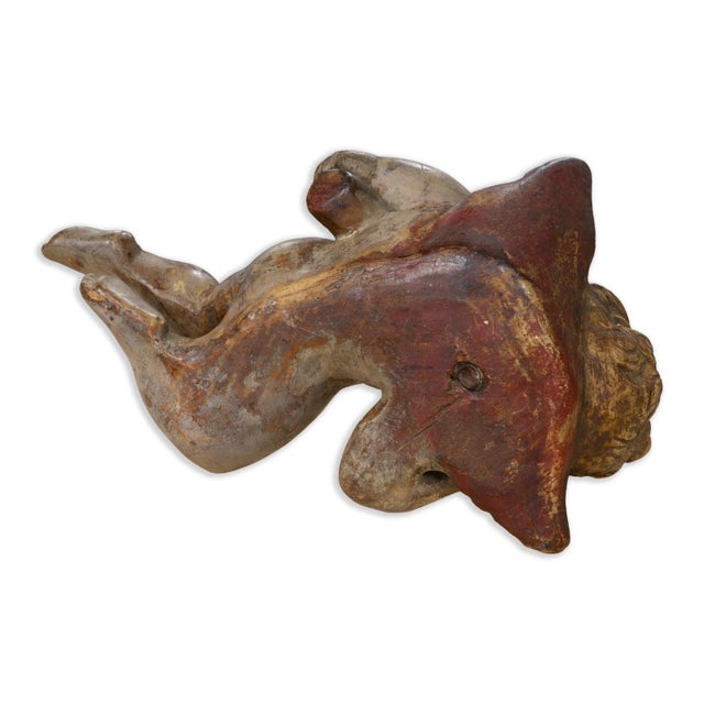 Antique Italian Baroque Hand Painted Ceramic Cherub Sculpture, C. 19th Century For Sale - Image 4 of 7