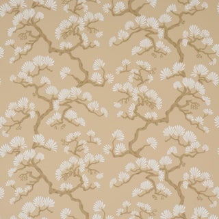 Schumacher Hinata Wallcovering In Neutral For Sale