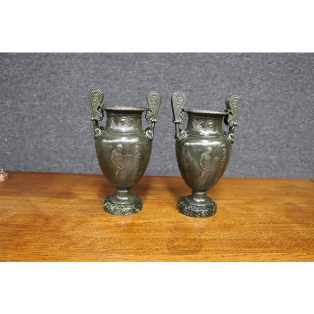 Circa 1850 Italian Neoclassical Bronze Grand Tour Urns, Pair For Sale - Image 11 of 11