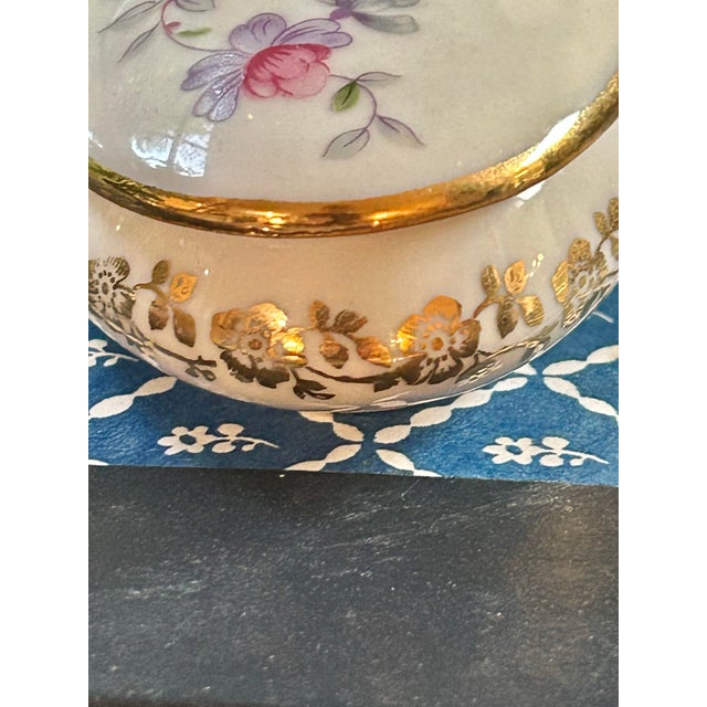 Limoges, France Vintage Limoges France Hand-Painted Porcelain Floral Ring Box Trinket Box For Sale - Image 4 of 6