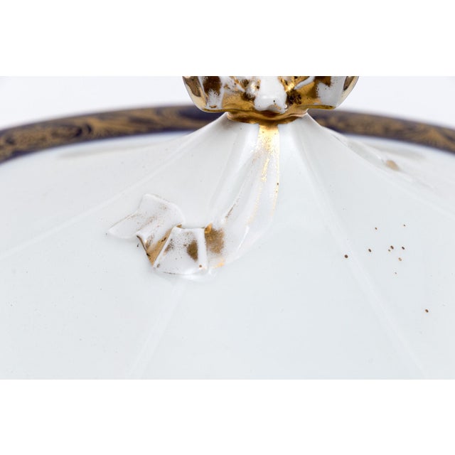 Antique M Z Austria Porcelain Lidded Tureen in Cobalt Blue and Gold Neoclassical Style For Sale - Image 10 of 11