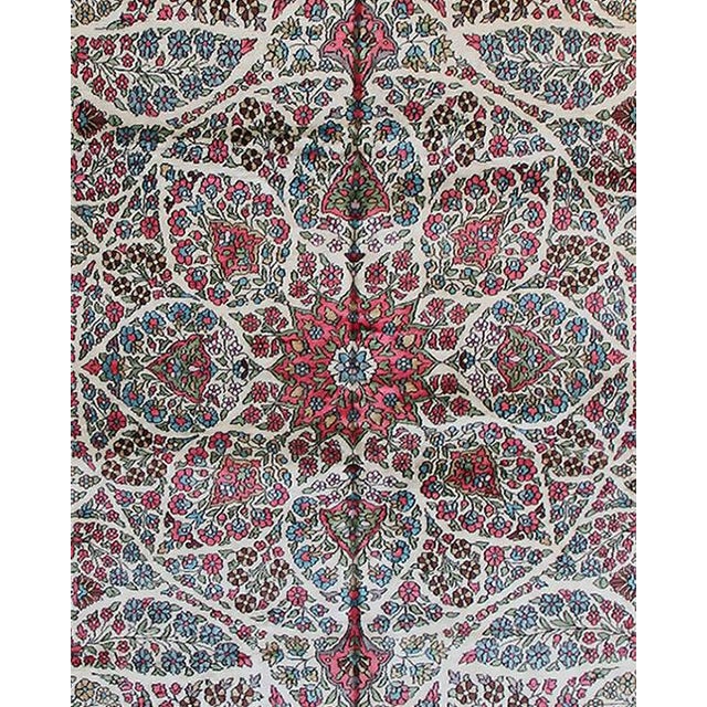 Traditional 9x12 Unique Kashmir Art Silk Rug | Ivory & Rust Floral Design For Sale - Image 3 of 4