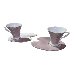 Vintage Pink & Gold Cup and Saucer Made by Yedi - 4 Pieces