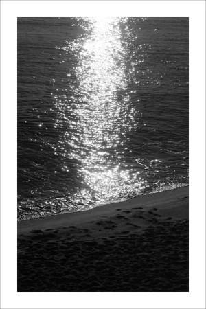 2021 "Dark Beach Sunrise" Black and White Seascape Giclée Print