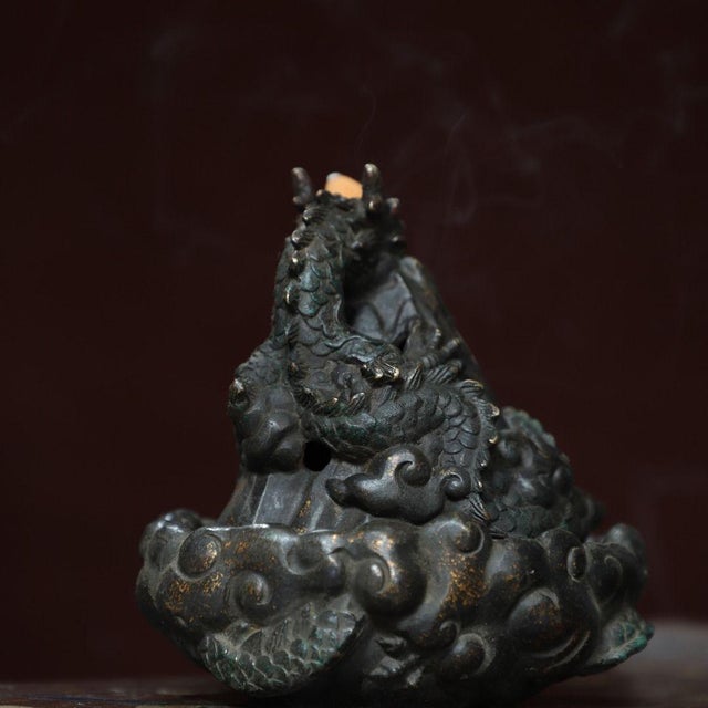 Late 19th Century Gilt Bronze Dragon Backflow Incense Burner, 1.05kg For Sale - Image 5 of 9