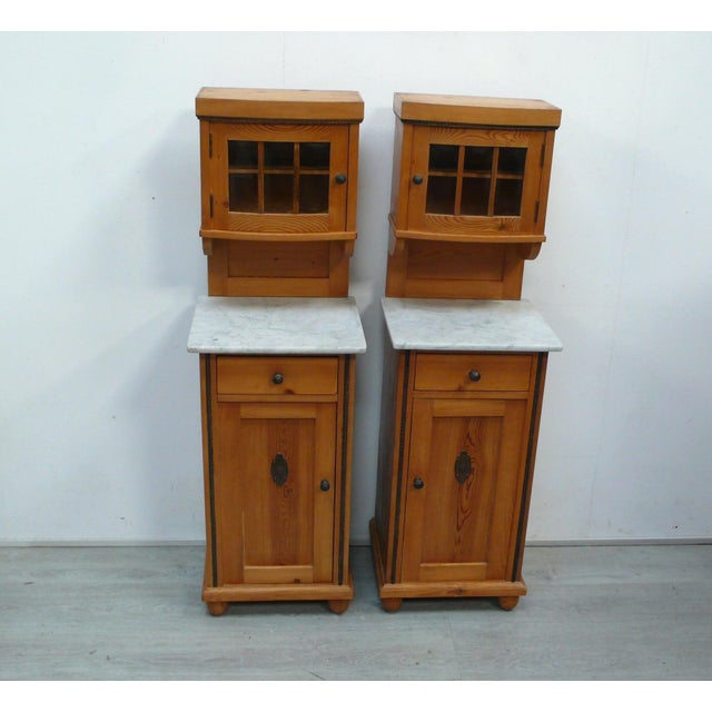 Biedermeier Nightstands with Marble Tops, Germany, 1880s, Set of 2 For Sale - Image 11 of 11