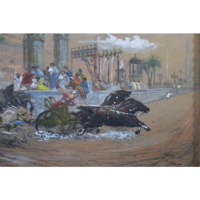 Ettore Forti, Chariot Race in the Circus Maximus, Mixed Media on Paper For Sale - Image 3 of 7
