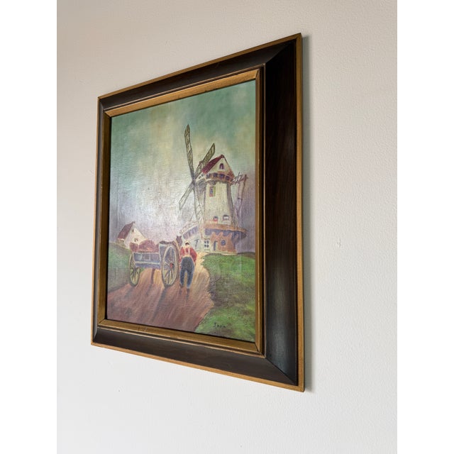 Vintage Jara Country European Farm Landscape Oil on Canvas Painting – Framed For Sale - Image 4 of 13