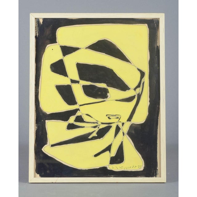 Unknown artist, abstract composition, 1955. Mixed media on paper. An expressive abstract piece from 1955, featuring strong...