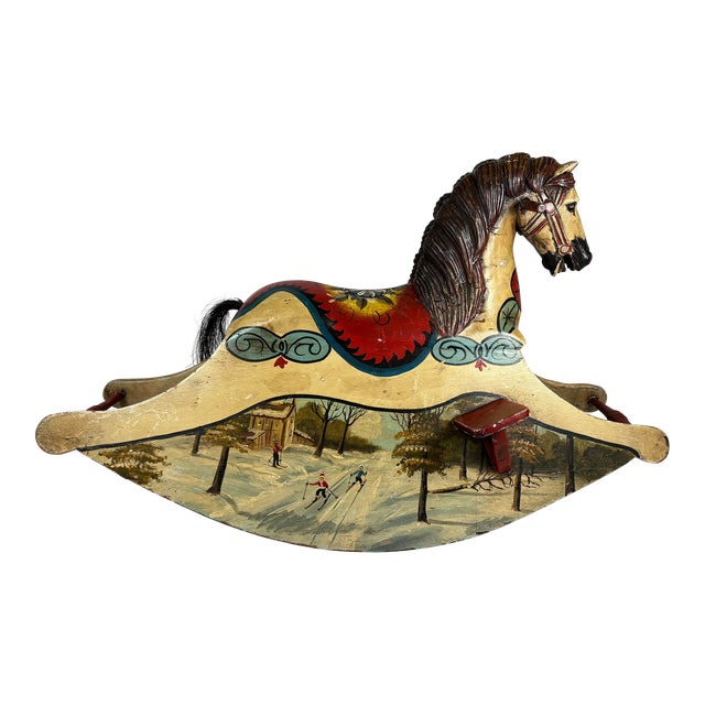 Vintage Hand-Painted Rocking Horse | Chairish