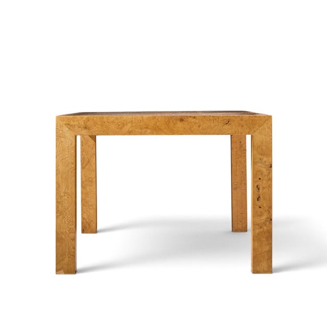 Thayer Coggin Milo Baughman for Thayer Coggin Mid Century Burlwood Expanding Dining Table With 2 Leaves For Sale - Image 4 of 13