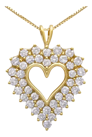 14K Yellow Gold Plated .925 Sterling Silver 4.0 Cttw Diamond Two Row Open Heart 18" Pendant Necklace