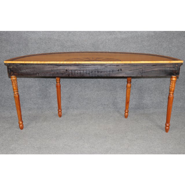 French Adams Style Satinwood Demilune Console Table Maitland Smith Quality For Sale - Image 3 of 11