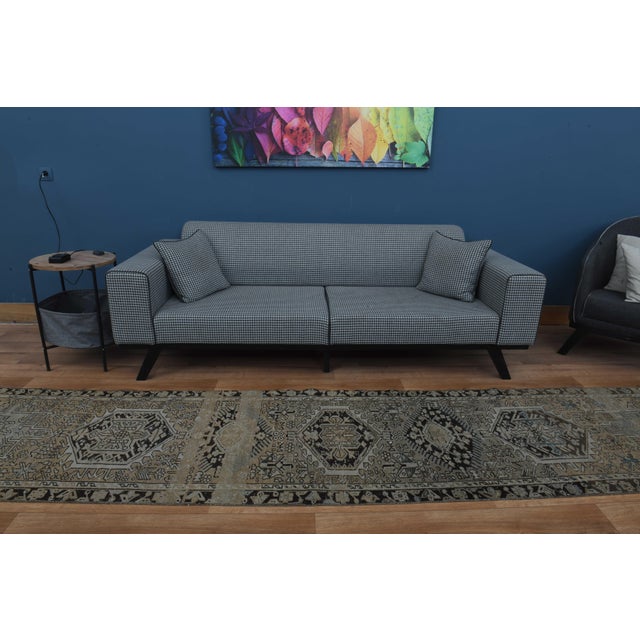 1970s Vintage Handmade Wool Cotton Beige Runner Rug For Sale - Image 10 of 11