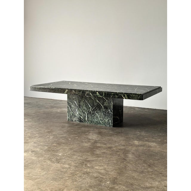 Verde Alpi Marble Pedestal Coffee Table, Italy, 1980s For Sale - Image 4 of 14