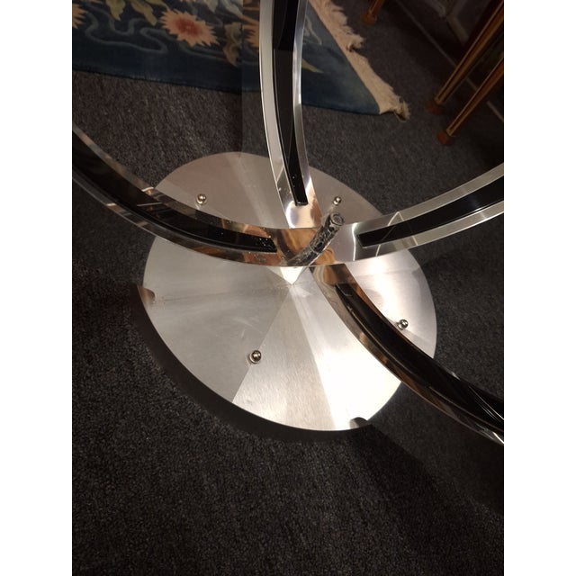 1980s Art Deco Style Black Lacquer and Chrome Center Glass Top Table For Sale - Image 11 of 11