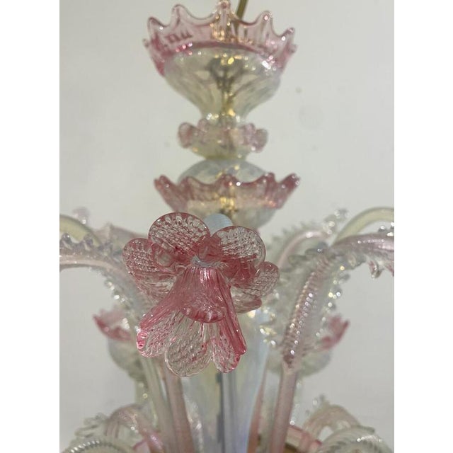 Chandelier in Pink Murano Glass, 1950s For Sale - Image 4 of 9