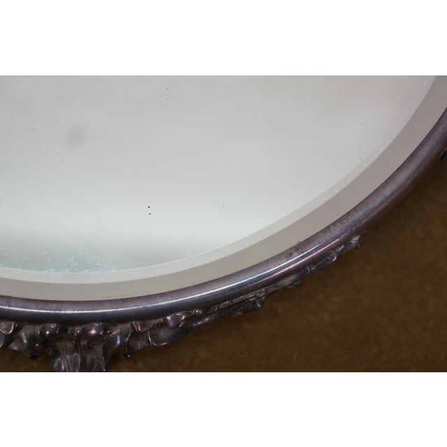 Antique Art Nouveau Round Acanthus Plateau Mirror Dresser Bar Vanity Tray 13" For Sale - Image 11 of 11