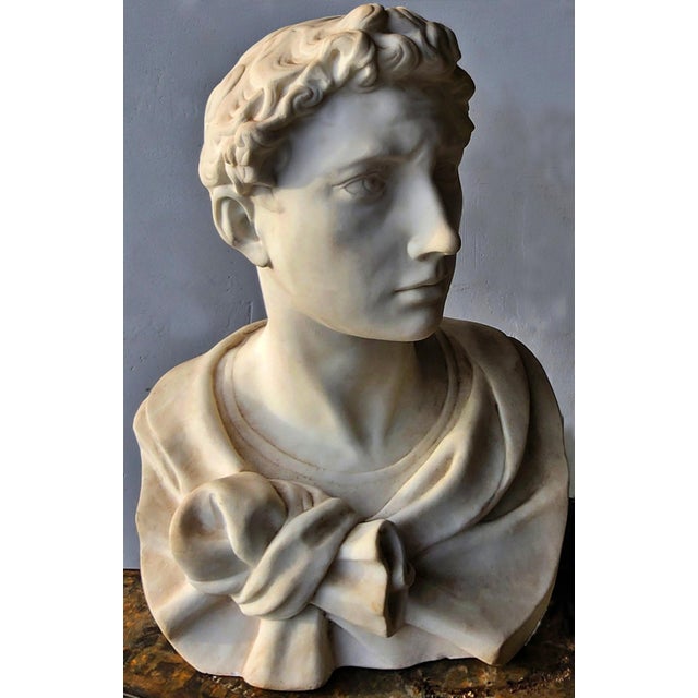 Baroque Bust of Giuliano de Medici, 19th Century, Carrara Marble For Sale - Image 3 of 8