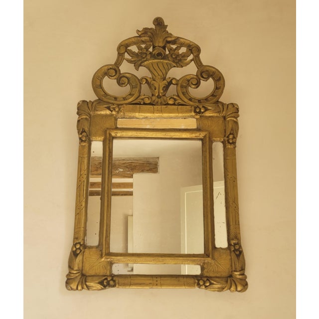 Antique French Hand-Carved Gilded Mirror, Late 19th Century For Sale - Image 4 of 9