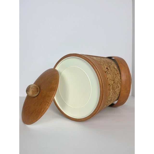 Mid Century Modern Highboy Ice Bucket | Cork + Tan in the Style of Georges Briard For Sale - Image 10 of 12