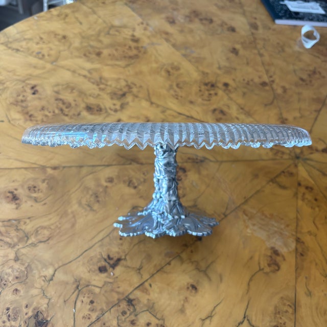 Arthur Court Arthur Court Designs Cast Aluminum and Ribbed Glass Epergne or Pedestal Platter For Sale - Image 4 of 13