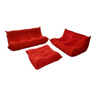 Michel Ducaroy for Ligne Roset Toga Sectional in Alcantara Goya Red, Set of 3 For Sale