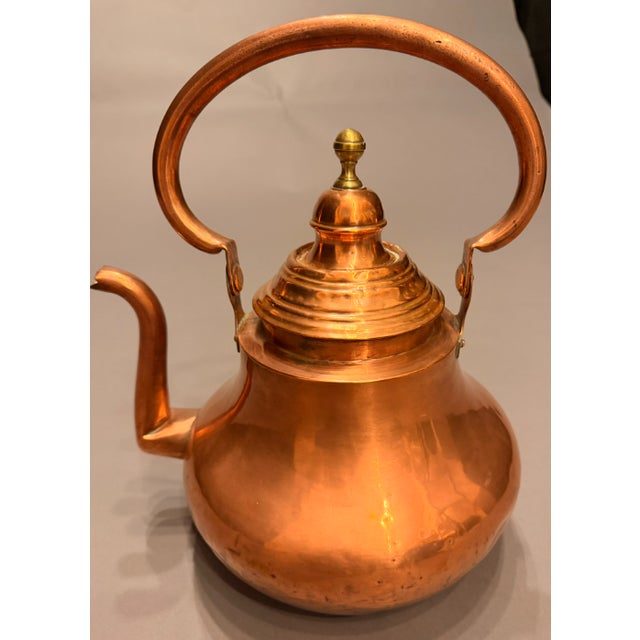 18th Century 18th Century Flemish Antique Copper Teapot, Hand Wrought With Brass Finial, Circa 1780 For Sale - Image 5 of 7