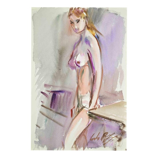 Carlo Ravagnan, Nude Woman, 1960s, Watercolor For Sale