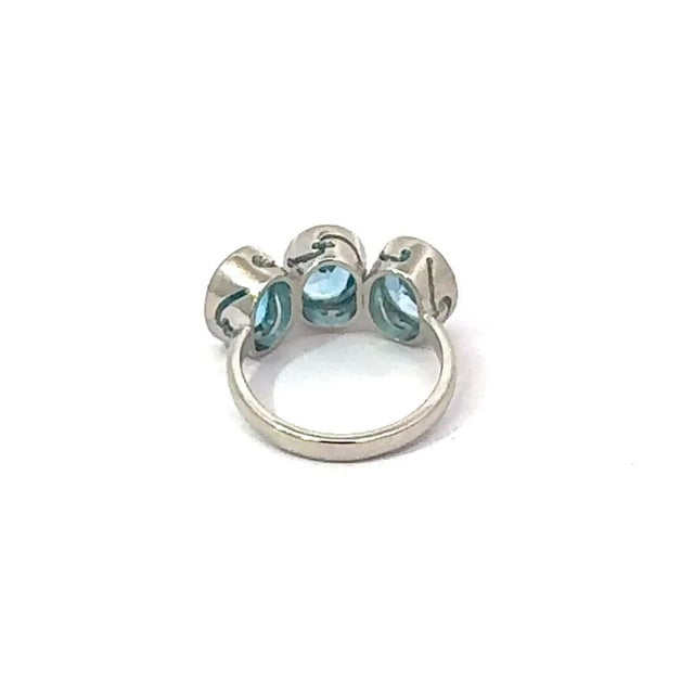 Metal Classic 3 Stone Blue Topaz 7.24 Carat Oval Ring Set in Sterling Silver by Carat&her- Size 8 For Sale - Image 7 of 11
