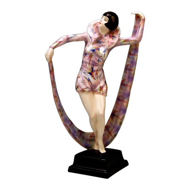 Vienna Figurine Veil Dance Model 5570 by Stephan Dakon for Goldscheider, 1926, 1920s For Sale