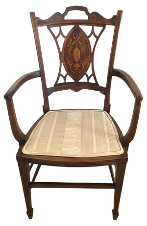 Small Antique Edwardian Inlaid Mahogany Armchair