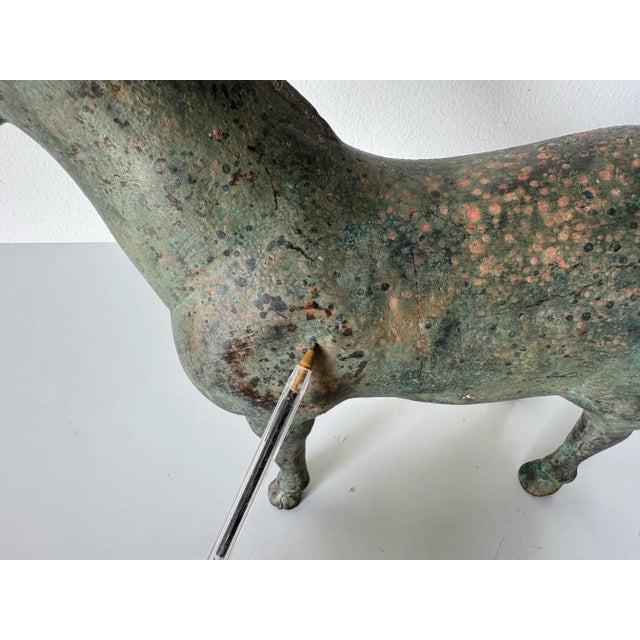 Vintage Bronze Horse Sculpture With Aged Verdigris Patina/Sold For Sale - Image 10 of 11