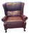 1990s Craftwork Guild Burgundy Leather Wingback Armchair With Nailhead Trim For Sale
