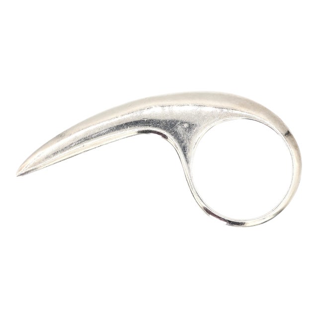 Jovana Djuric Hand-Carved Sterling Silver (950) Large Slice Ring, Size 9.5 For Sale