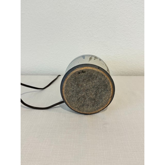 Ceramic Vintage Small Studio Pottery Table Lamp With Abstract Floral Accents For Sale - Image 7 of 8