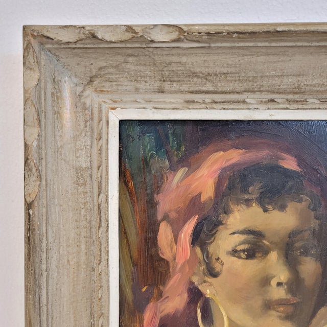 French Artist, Portrait of Woman, 1940s, Oil on Board For Sale - Image 14 of 18