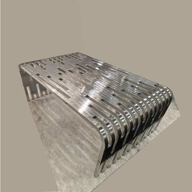 Large Sculptural Stainless Steel Coffee Table, 1970s For Sale - Image 18 of 18