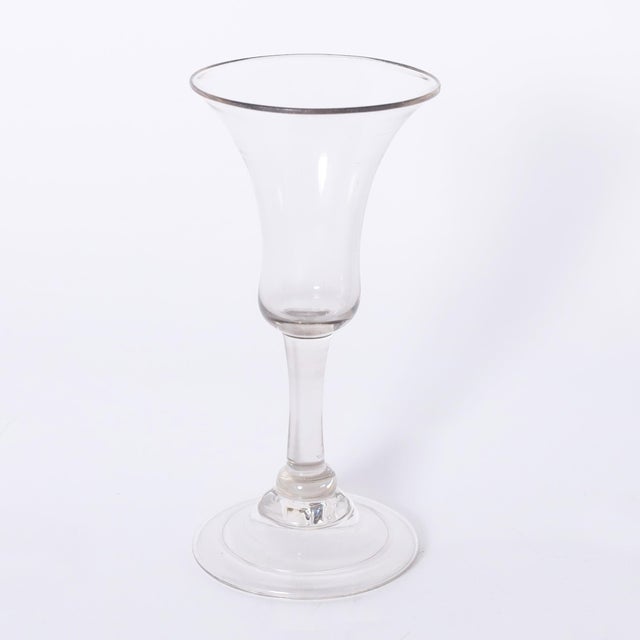 Set of Five Antique English Folded Foot Wine or Liquor Stem Glasses For Sale - Image 4 of 8