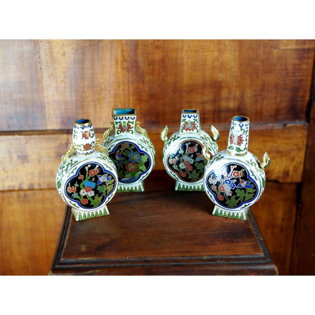 Mid-Century Chinese Cloisonné Vases - Set of 4 For Sale - Image 6 of 12