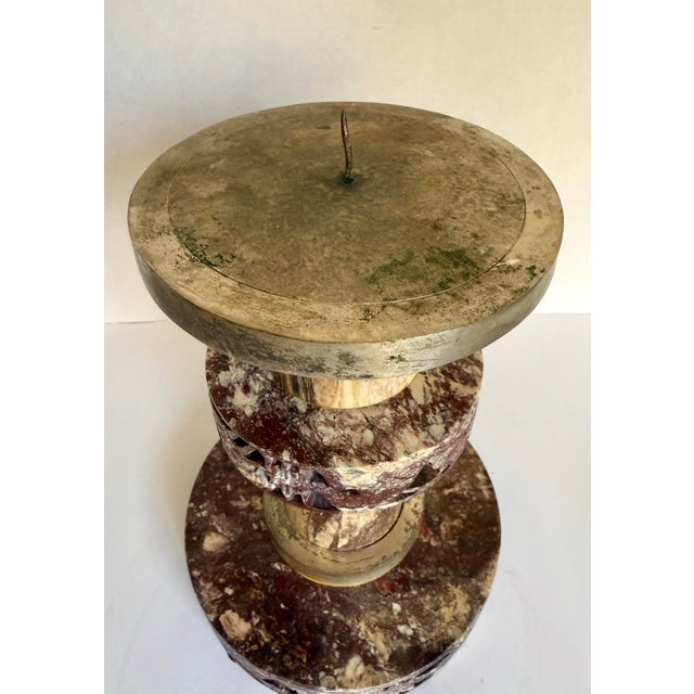 Vintage Chinese Carved Veined Marble Dragon & Phoenix Altar Candle Holder For Sale In Los Angeles - Image 6 of 10