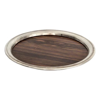 Vintage Sheffield Silver Plate and Faux Rosewood Formica Bar Tray For Sale