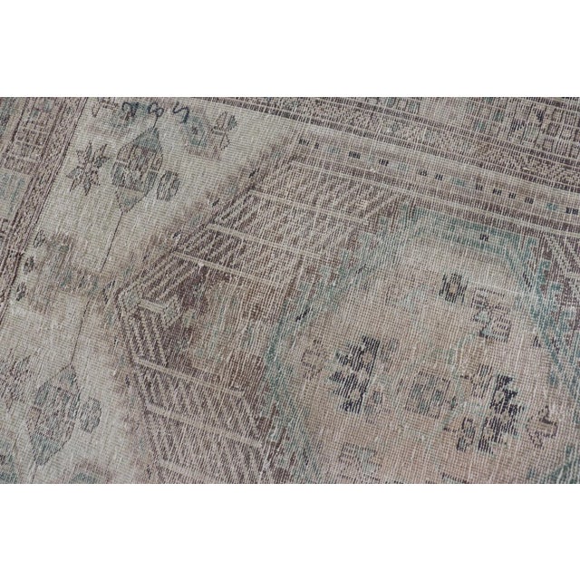 Vintage Persian Heriz Distressed Rug With Muted Colors & Medallion Design For Sale - Image 12 of 12
