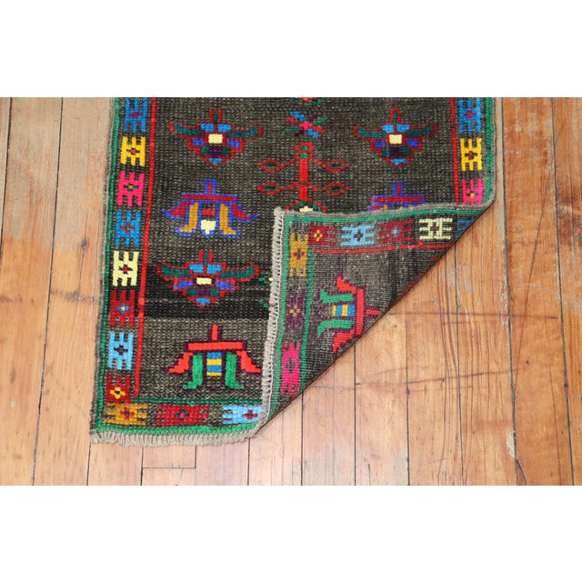 Early 21st Century Vintage Mini Turkish Mat Rug For Sale - Image 5 of 6