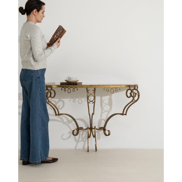 Art Deco Wrought Iron Console Table with Marble Top For Sale - Image 15 of 15