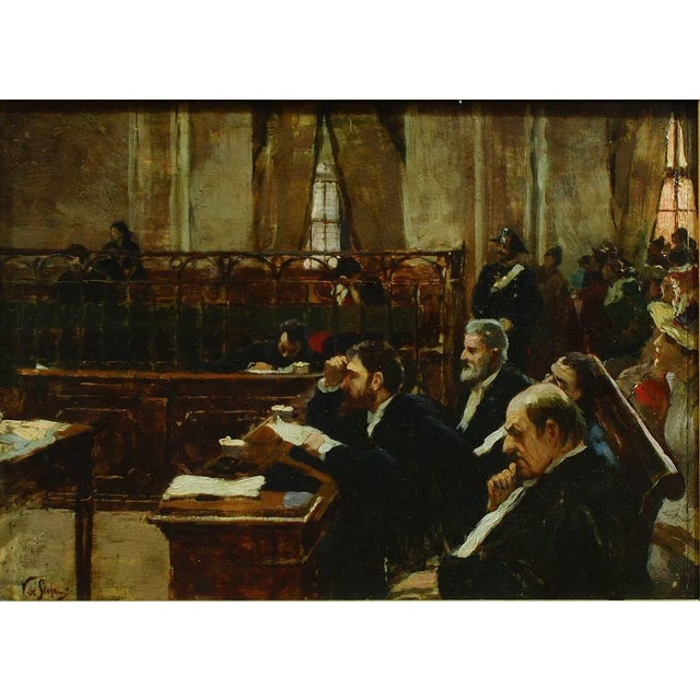 L'Aula del Tribunale - Original Oil on Canvas by Vincenzo dé Stefani - 1891 1891 For Sale - Image 4 of 4