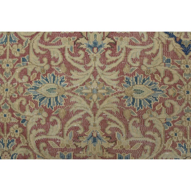 Kerman Rug 5’6” X 8’6” Red Wool Vintage Distressed Hand-Knotted Carpet For Sale - Image 10 of 14