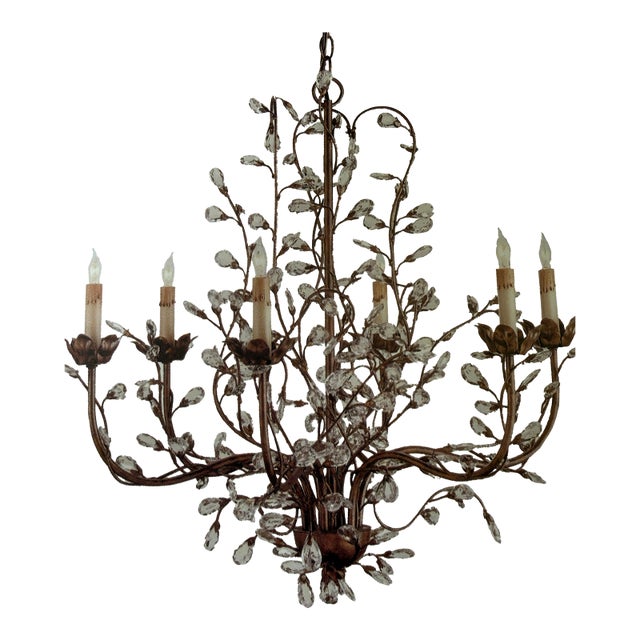 Currey & Company Crystal Bud Chandelier, Medium For Sale
